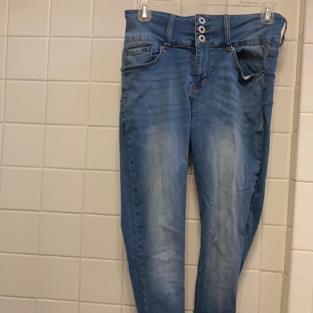 High Waisted Blue Skinny Jeans